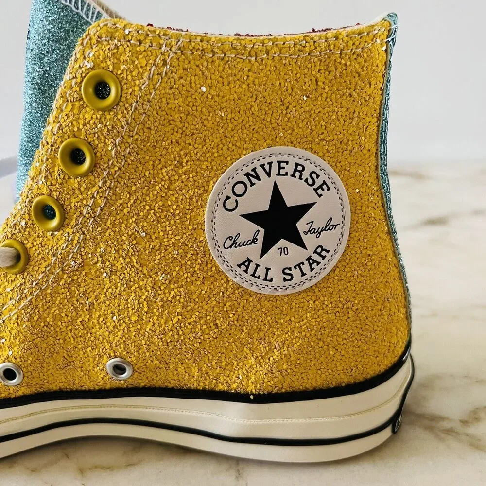 CONVERSE x JW ANDERSON Red Yellow Glitter Chuck 70 High Top - US 9.5 M / 11.5 W - Picture 7 of 12